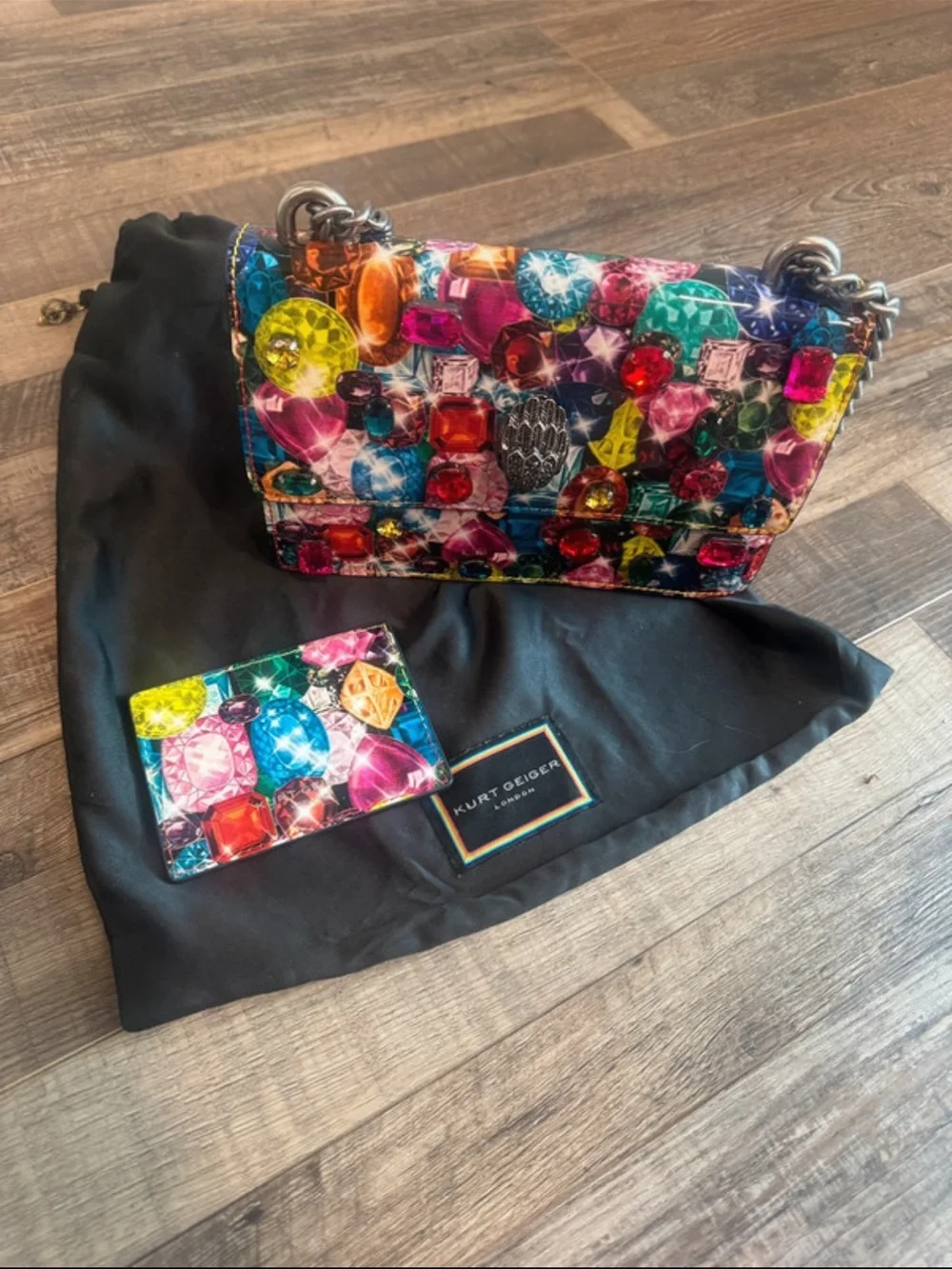 Kurt Geiger London Shorditch Jewel-Print Shoulder Bag in Multicolor Gem Tones